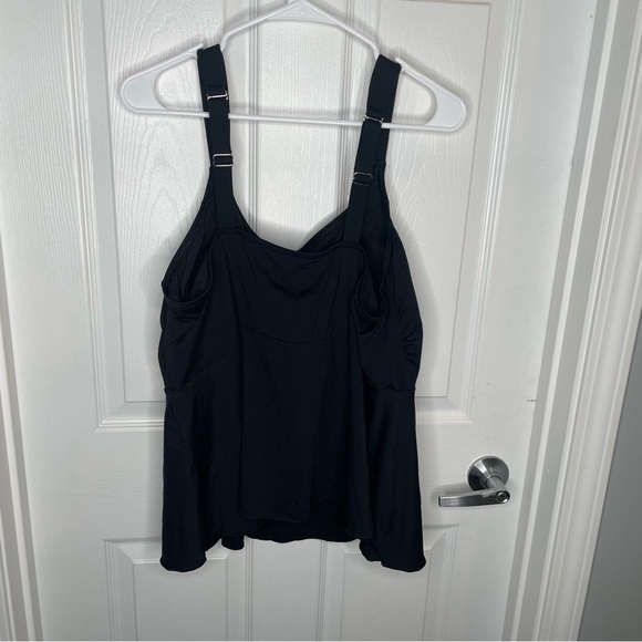 Lands' End Plus Size Adjustable Scoop Neck Flutter Tankini Top Black 2X 20W/22W - Picture 3 of 8